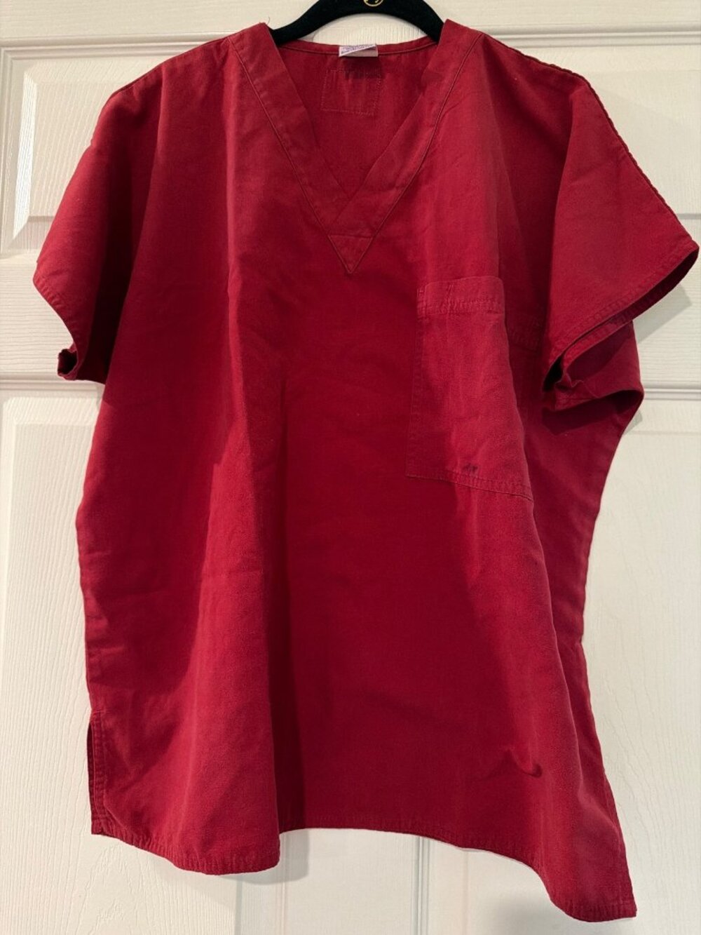 S.C.R.U.B.S. Red Unisex V-Neck Scrub Top With Single Chest Pocket M